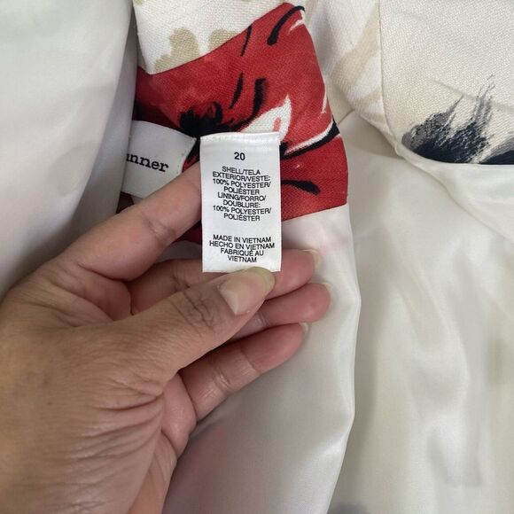 Alfred DunnerJacket Blazer Red Floral Quilted Open Front Lightweight Sz 20 used‎ - Picture 8 of 16